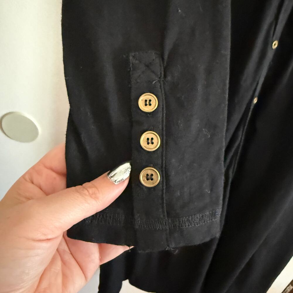 NATURAL LIFE | Black Slub Jersey Button Front Relaxed Fit Shirt Dress | Large - Picture 5 of 7